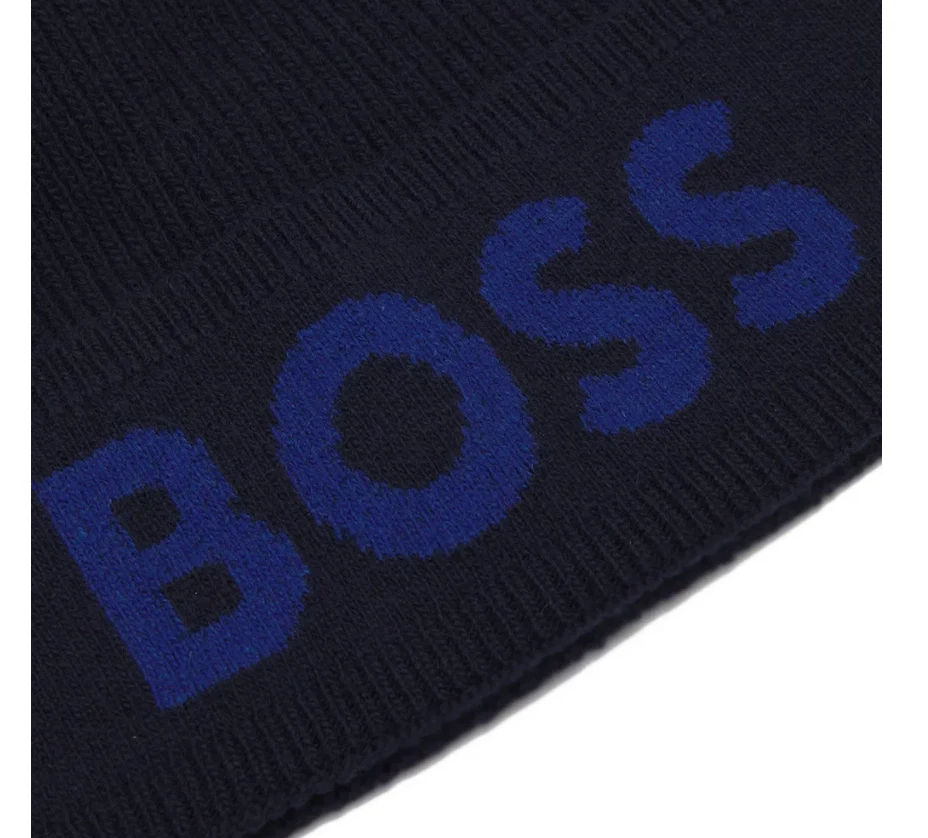 Hugo Boss Men's Elio Big Logo Beanie, Blue - Image 2 of 2