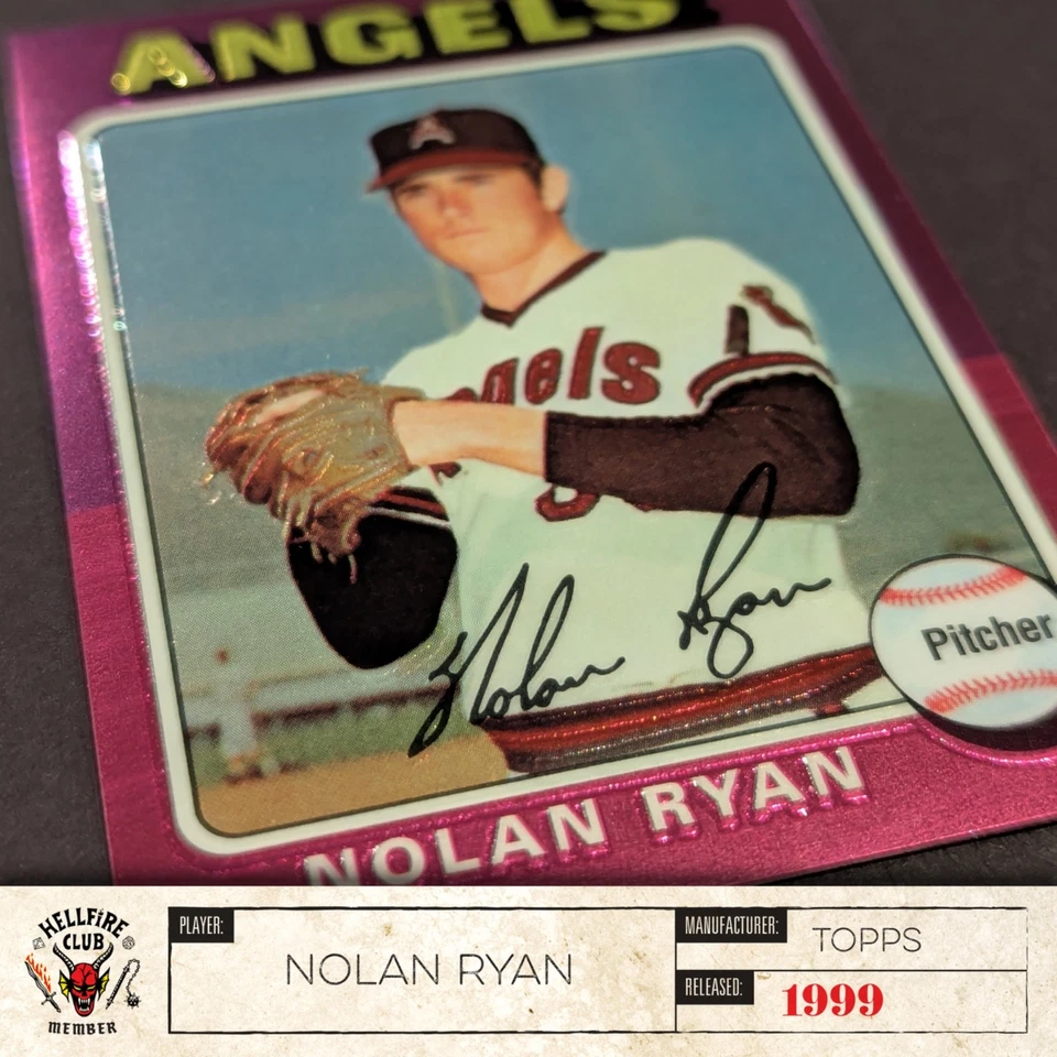 1999 Topps Finest - Nolan Ryan HOF 5,714K's! (1975 Topps Reprints #8) CA Angels - Image 3 of 4