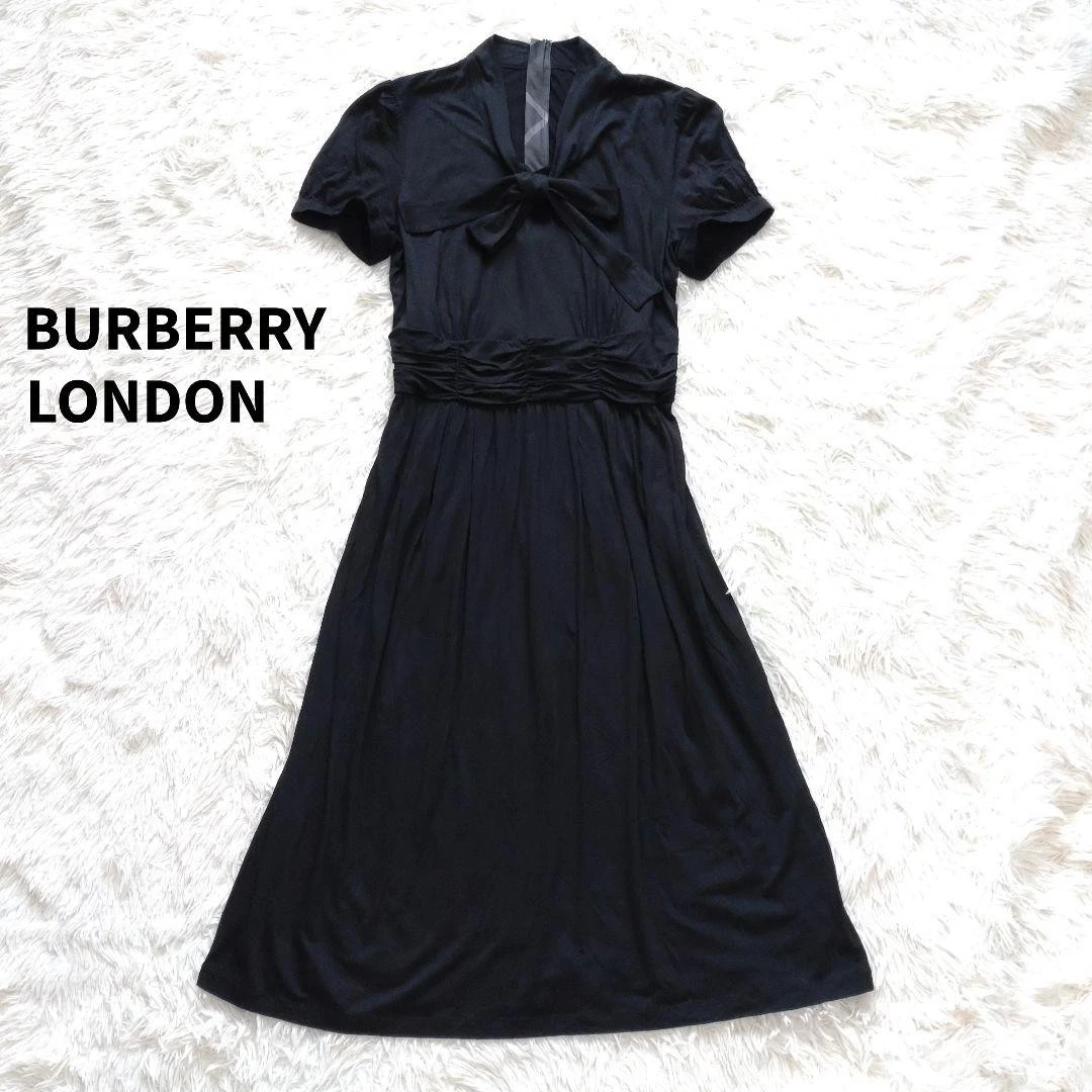 Burberry London abito lungo quadri rayon lyocell nero 38 M (US:S) 045484d