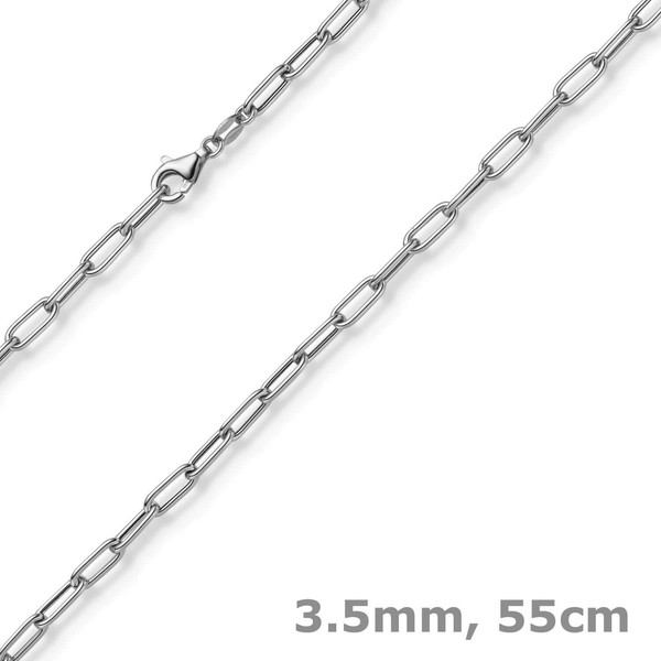 3,5Mm Paper Clip Anker Weit Kette Collier Halskette Aus 585 Gold WeißGold 55Cm-image