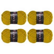4PCS Crocheting Yarn, Yellow 4Ply Acrylic Yarn 100g, 219Yards
