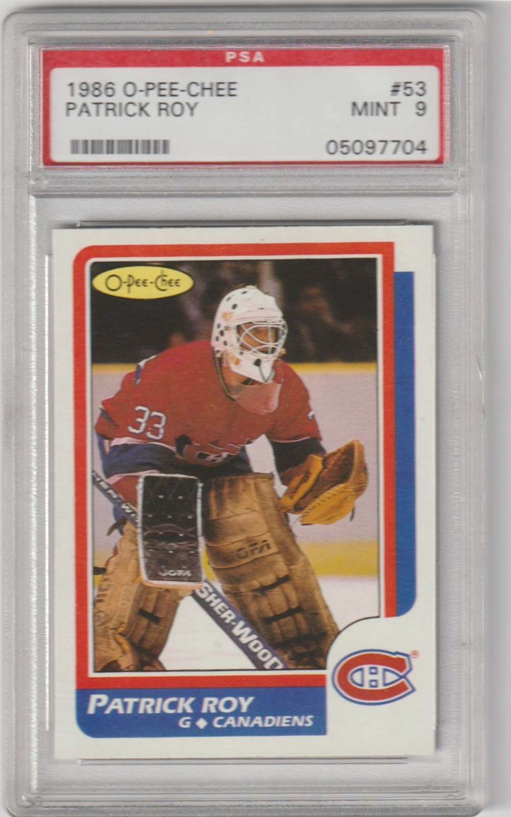 1986-87 OPC O-Pee-Chee #53 Patrick Roy PSA 9 MINT DEAD CENTERED