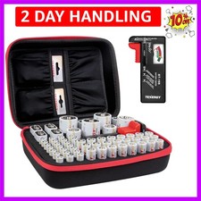 Battery Organizer Storage Case with Battery Tester, Holds 60 Batteries AA AAA...