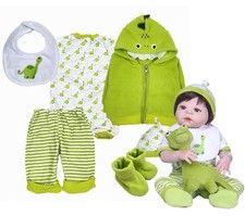 6Pcs Babyfere Reborn Baby Doll Clothes 22 inch Green Dinosaur 22 Inch,