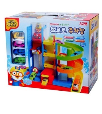Pororo and friends Parking Lot Elevator Tower Mini 4 Cars Play Set Korea Toy