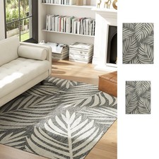 Resistant Indoor & Outdoor Area Rug for Living Room, Bedroom, Grey