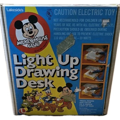Vintage 1970s Disney Mickey Mouse Club Lakeside Light Up Drawing Desk w/ Box