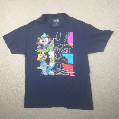 Looney Tunes T-Shirt Mens Medium Navy Blue Bugs Bunny Daffy Taz Graphic