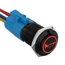 16mm 12V Momentary Speaker Horn Push Button T Color: Red/Black ShellSize: 16MM