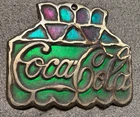 Vintage 1970's Coca-Cola Stained Glass Cast Iron Hot Plate Trivet