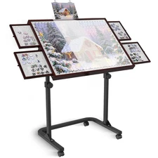Jigsaw Puzzle Table 1500 Pcs Adjustable with Cover and 4 Drawers 34x26