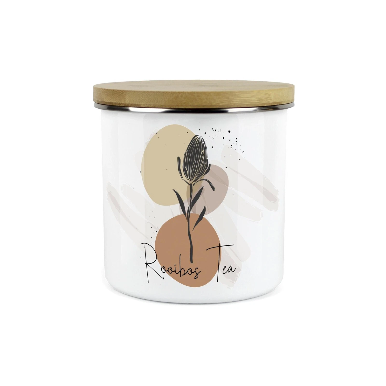 Proteas Rooibos Tea Storage Canister - Enamel Floral Minimalist Redbush Tea Jar