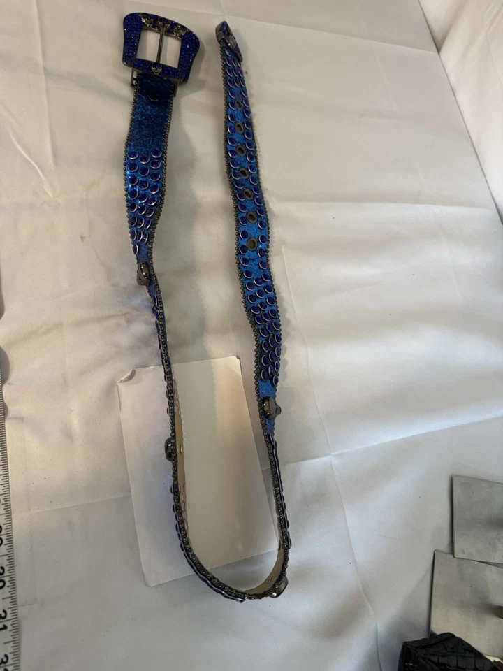 "Cinturón calavera diamantes de imitación unisex talla grande marca desconocida longitud 45""" Foto 4 de 4