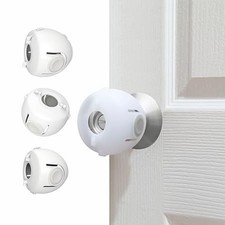Door Knob Covers, Door Locks, Safety Locks for Doors, 4 Pack/White
