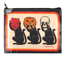 NEW Creepy Co. Beistle Black Cat Halloween Mask PENCIL POUCH CASE MAKEUP BAG