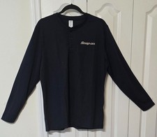 NEW Snap-On Tools Men  s Long Sleeve Henley Shirt 3-Button Navy/Sonic Blue