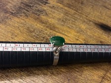 Vintage Sterling Silver Jade Gemstone Ring Size L Hallmarked Chunky Vintage Ring