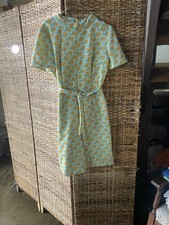 Vintage 50  s 60  s Polyester Romper Green With Orange Flowers Size Medium