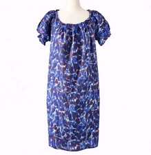 Boss Hugo Boss Short Sleeve 100% Silk Shift Dress Multi Lined Pockets Size 2