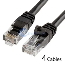 4x 7FT CAT6 Cable Ethernet Lan Network CAT 6 RJ45 Patch Cord Internet Black