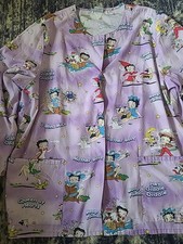 2005 Betty Boop Long Sleeve Nursery Rhymes Scrubs M/L Rare Pediatric Mother Boop