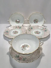 VINTAGE ADDERLEY ENGLAND SET OF 3 VIRGINIA CREAM SOUP BOWLS