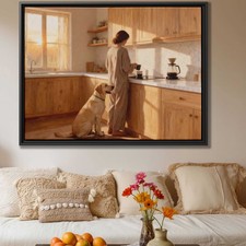 Still Life Oil Painting Dog Labrador Canvas Print Kitchen Home Decor Artwork
