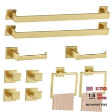 10-Piece Brushed Gold Bathroom Hardware Set Gold Towel Bar 10 Pcs Brushed Gold