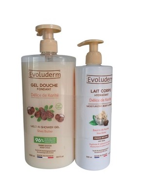 Evoluderm Délice de Karité Shea Butter Body Lotion 16.9 fl.& Shower Gel 34 fl oz