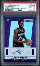 2024-25 Panini Prizm Deca Signatures Yves Missi #PDS-YVE Purple Prizm /75 PSA 10