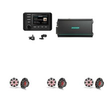Kicker 51KMC4 Marine Source Unit 3 Pair 45KM654L 6.5" RGB LED Marine Spe...