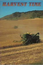 Harvest Time Wheat Fields with Combine Harvester North Country Postcard