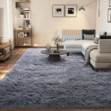 Fluffy Area Rug 8x10 Large Soft Shag Grey Carpet for Living Room Bedroom Floor