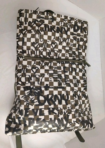 DKNY Olive Green Tilly Graffiti Fold Backpack - Picture 13 of 24