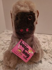 Vintage Monkey Plush Brown Small Bean Bag Stuffed Animal Rushton