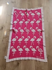 Bella Tunno Baby Blanket Pink Flamingos Reversible 100% Combed Cotton Pre-owned 
