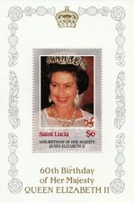 Feuillet souvenir Sainte Lucie 1986 60ème anniversaire de la reine Elizabeth II