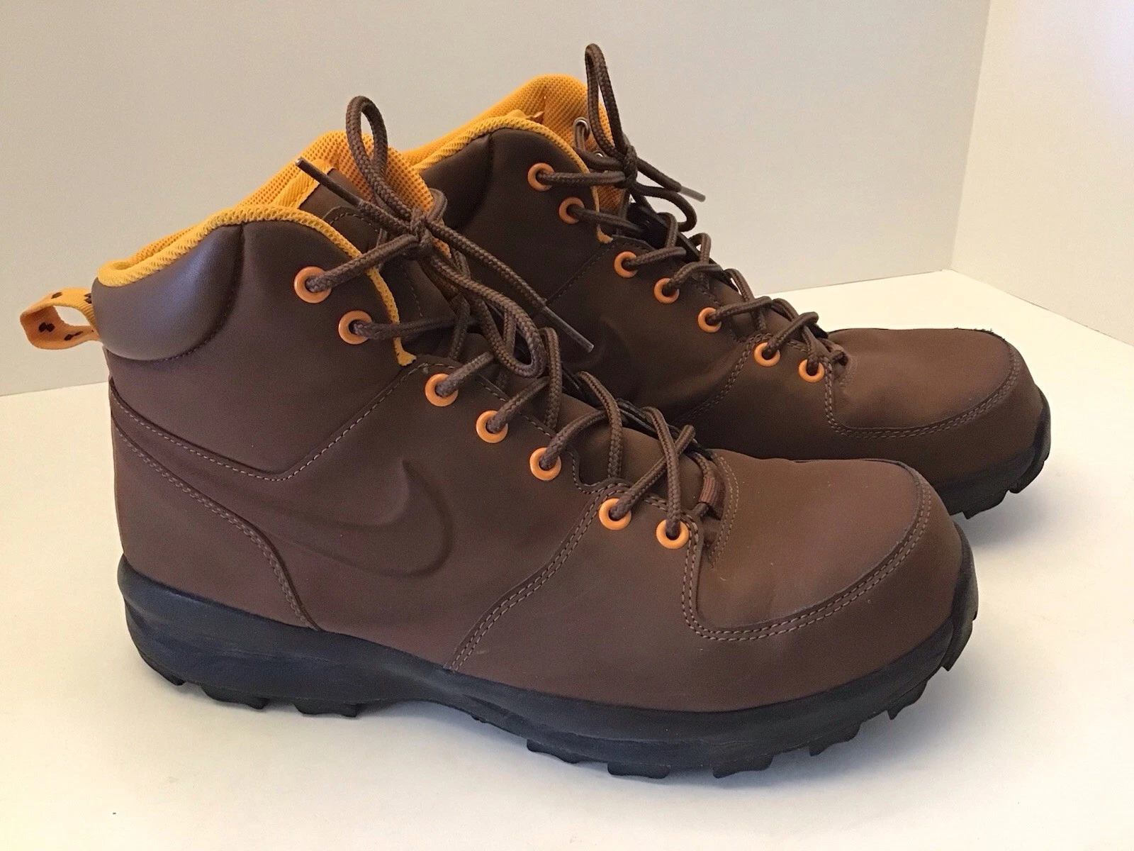 Nike Manoa Hiking Riding Brown/Orange leather boots men size 10.5