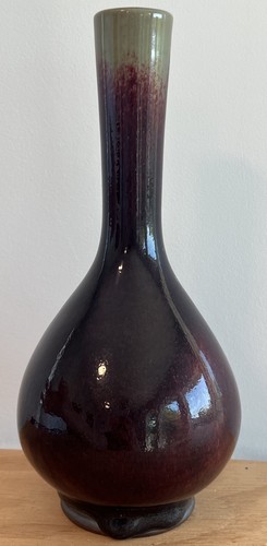 "Antiguo jarrón chino vintage de porcelana esmaltada roja sangre de buey Sang De Boeuf 8 3/8""" - Imagen 6 de 20