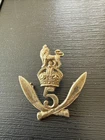 WW2 era British 5 5th Gurkha Rifles Cap Badge White Metal RSS