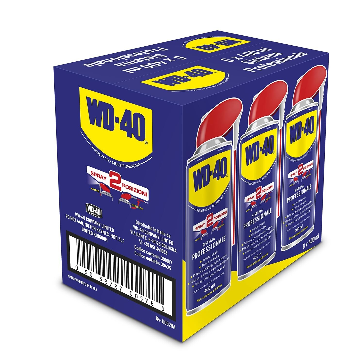 WD-40 Prodotto Multifunzione Lubrificante Spray Doppia Posizione - 6x400ml
