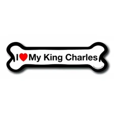 Magnet Me Up I Love My King Charles Dog Bone Car Magnet -2x7 Dog Bone Auto Truck