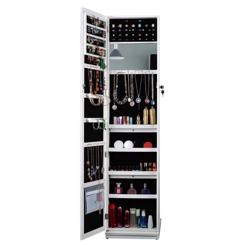 360°Swivel Jewelry Cabinet Full Length Mirror Standing Jewelry Armoire Organizer - Picture 5 of 46