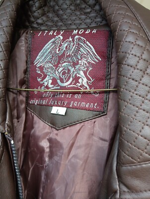 Vintage G.V Italy Moda Luxury Design Biker Faux Leather Bomber
