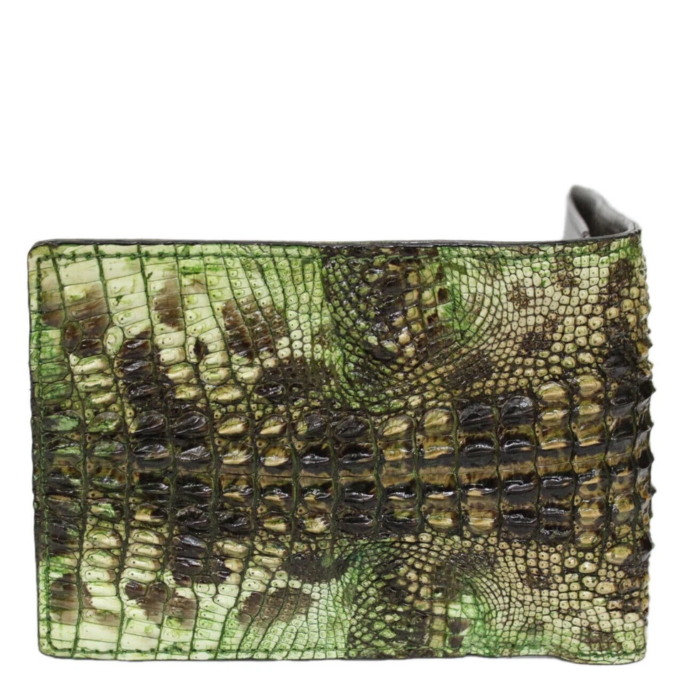 Unique Green Crocodile Leather Skin Bifold Wallet Men's - Image 2 of 4
