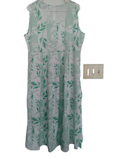 Size L (by measure) white & green leaf print dress. Excellent condition