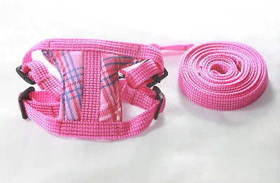 Pink Leashes lead pet soft harness small pet guinea rat Hamster Ferret leveret
