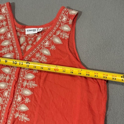 St. John's Bay Womens Floral V Neck Button Up T Shirt Blouse Tank Top XL - Picture 6 of 10