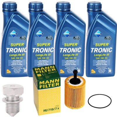 MANN-FILTER ÖLFILTER + 4 LITER ARAL SUPER TRONIC K MOTORÖL 5W30 VW 504.00 507.00