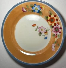 Vintage Hinode Peach Luster Floral Design Dessert Plate 7 1/4” Set Of 4